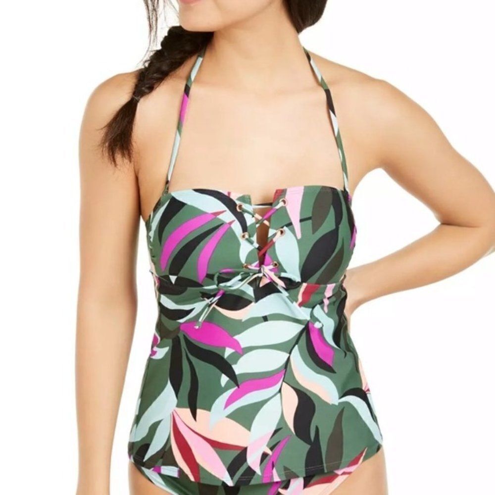 Hula Honey Hyper Tropics Printed Tankini Top- NEW
